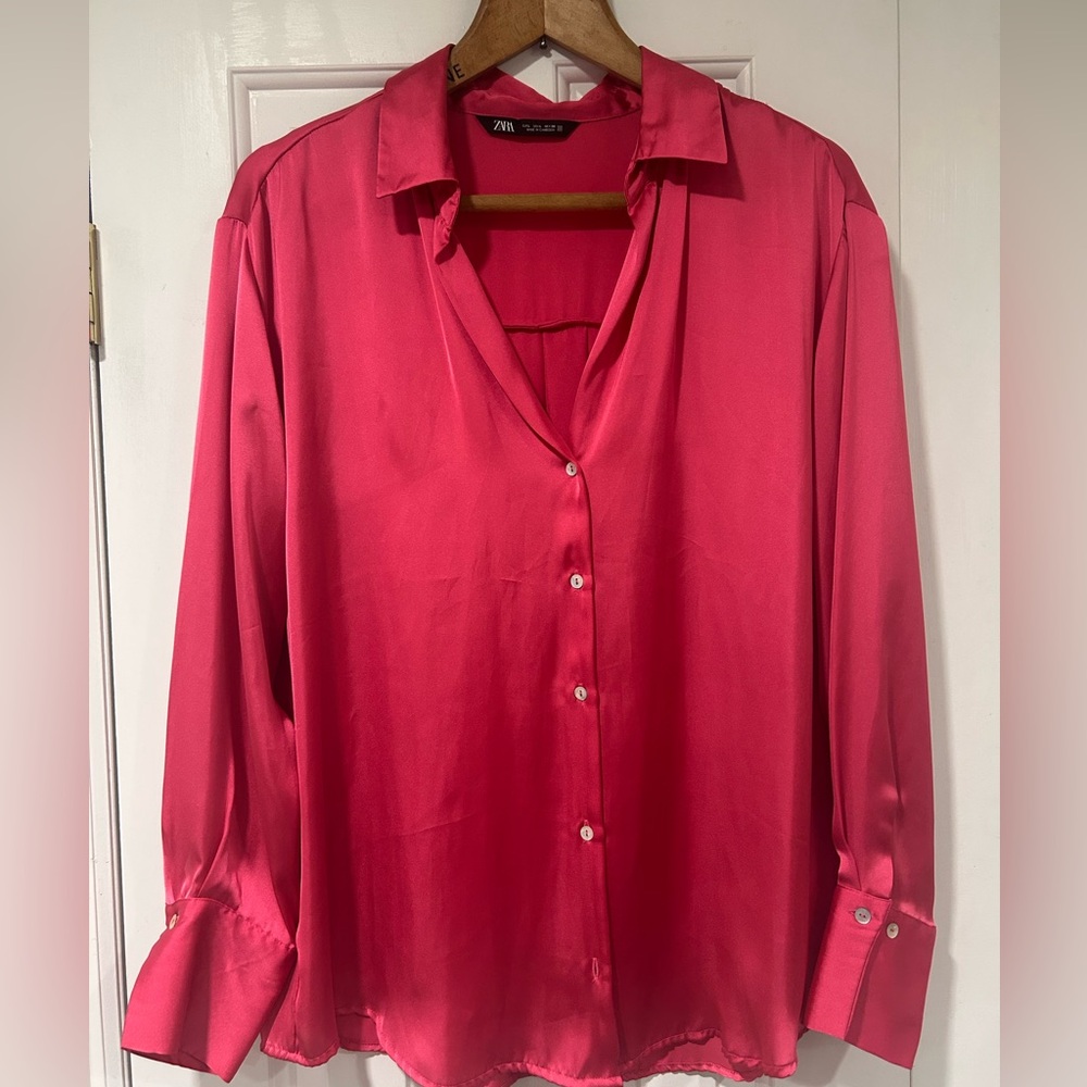 Zara Fuschia Button-Down Shirt